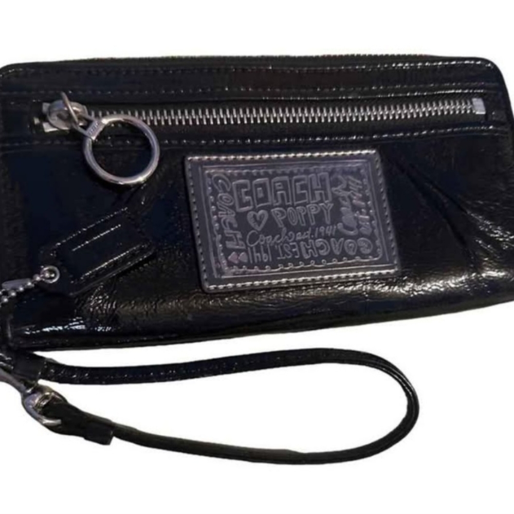 Coach Poppy Black Patent Wallet